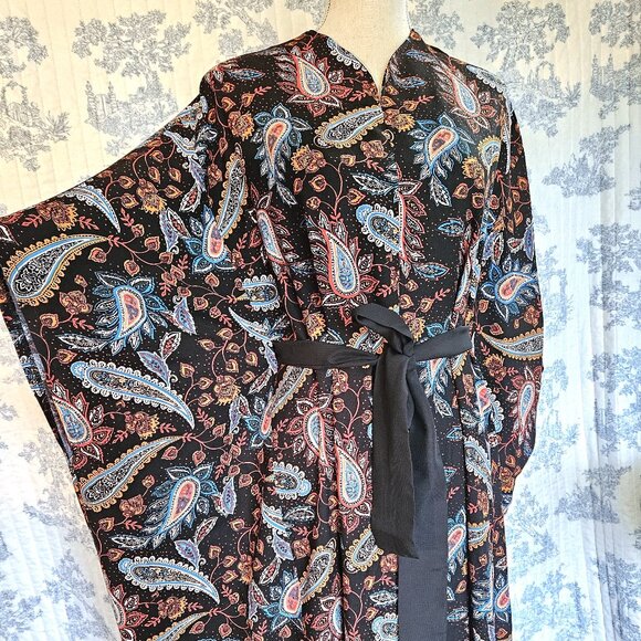 Caftan Blue Black Floral Paisley S to Plus New - Picture 7 of 10